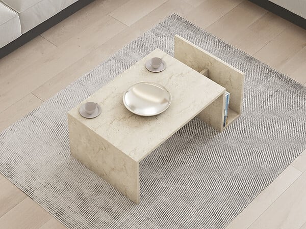 HABITAT ET JARDIN - Table basse en bois "Memo" - 86 x 50 x 32 cm - Travertin - large