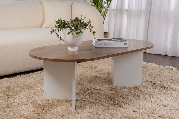 HABITAT ET JARDIN - Table basse en bois "Sable" - 60 x 119 x 40 cm - NoyerBlanc - large