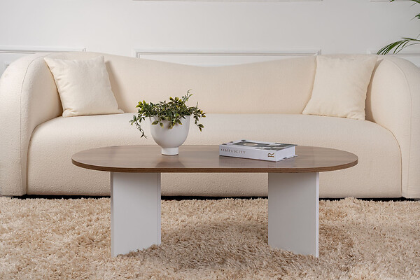 HABITAT ET JARDIN - Table basse en bois "Sable" - 60 x 119 x 40 cm - NoyerBlanc - large