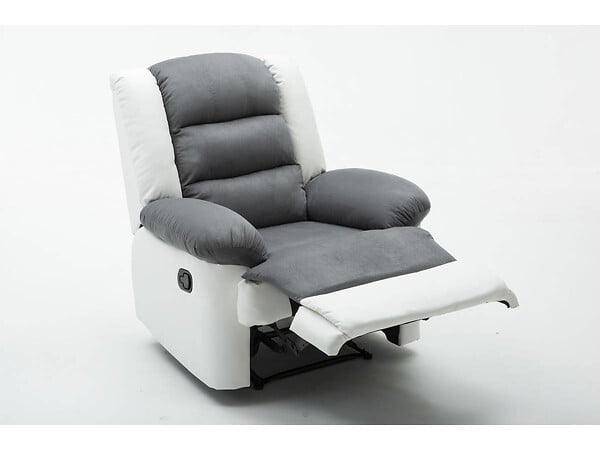 HABITAT ET JARDIN - Fauteuil relax "Buckingham" - 85 x 93 x 100 cm - Blanc / Gris clair - large