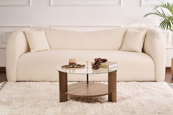 HABITAT ET JARDIN - Table basse en bois "Clara" - 75 x 75 x 40 cm - NoyerTransparent - large