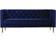 HABITAT ET JARDIN - Canapé fixe en velours "Bruce" - 196 x 76 x 82 cm - 3 places - Bleu foncé - vignette