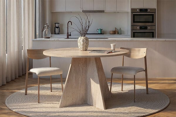 HABITAT ET JARDIN - Table à manger en bois "Virella" - 120 x 120 x 75 cm - Travertin - large