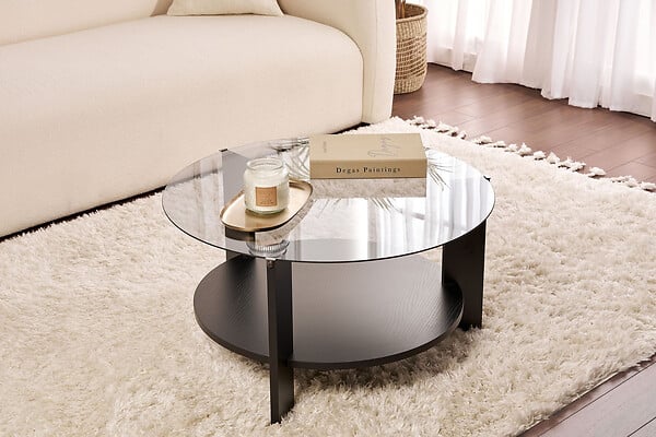 HABITAT ET JARDIN - Table basse en bois "Clara" - 75 x 75 x 40 cm - Bois NoirFumée - large