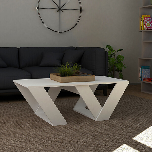 HABITAT ET JARDIN - Table basse en bois "Pipra" - 110 x 60 x 40 cm - Blanc - large