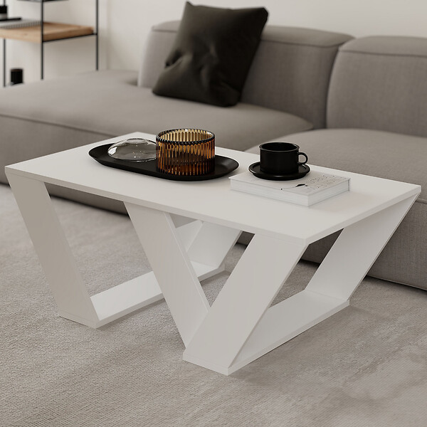 HABITAT ET JARDIN - Table basse en bois "Pipra" - 110 x 60 x 40 cm - Blanc - large