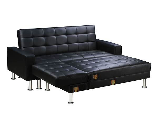 HABITAT ET JARDIN - Canapé d'angle convertible et réversible "Theo" - 260 x 82/144 x 81 cm - 4 places - Noir - large