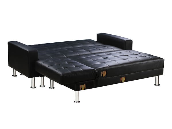 HABITAT ET JARDIN - Canapé d'angle convertible et réversible "Theo" - 260 x 82/144 x 81 cm - 4 places - Noir - large