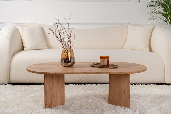 HABITAT ET JARDIN - Table basse en bois "Sable" - 60 x 119 x 40 cm - Pin atlantique - large