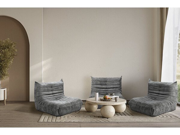 HABITAT ET JARDIN - Lot de 3 chauffeuses pour canapé modulables en tissu texturé "Velasca" - Gris - large