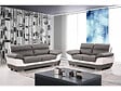 HABITAT ET JARDIN - Canapé fixe en cuir reconstitué et PVC " Dallas" - 169 x 88 x 90 cm - 2 places - Gris/Blanc - vignette