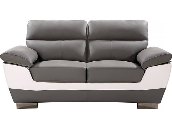 HABITAT ET JARDIN - Canapé fixe en cuir reconstitué et PVC " Dallas" - 169 x 88 x 90 cm - 2 places - Gris/Blanc - large