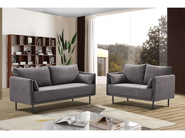 HABITAT ET JARDIN - Canapé fixe tissu "Rudy" - 132 x 78 x 88 cm - 2 places - Gris foncé - large