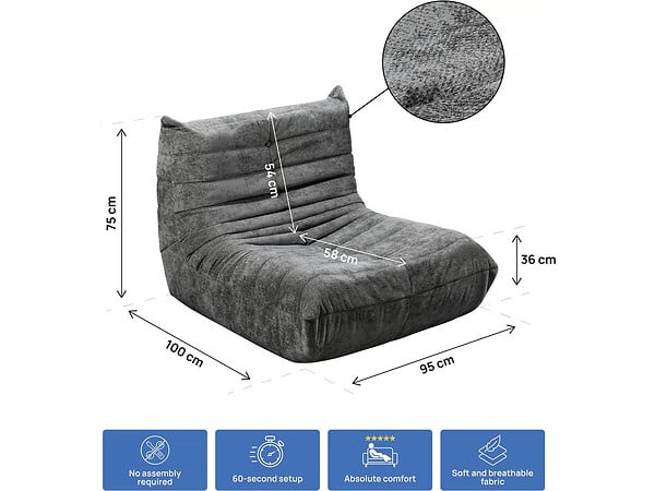 HABITAT ET JARDIN - Lot de 2 chauffeuses pour canapé modulables en tissu texturé "Velasca" - Gris - large