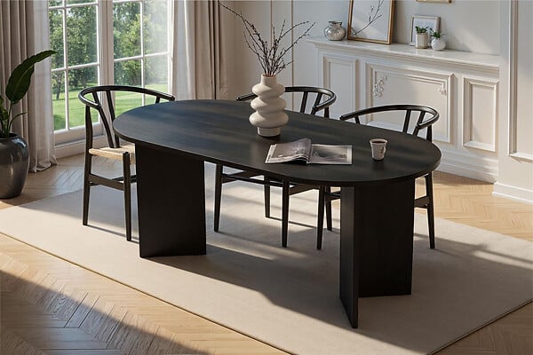 HABITAT ET JARDIN - Table à manger en bois "Sablin" - 180 x 89 x 75 cm - Bois Noir - large