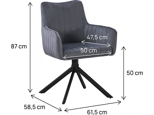 HABITAT ET JARDIN - Lot de 2 chaises en tissu "Pharell" - 60 x 61 x 91 cm - Gris - large