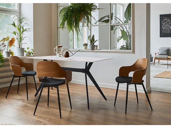 HABITAT ET JARDIN - Table à manger en céramique "Boreal" - 4 à 6 personnes - 160 cm - Blanc - large