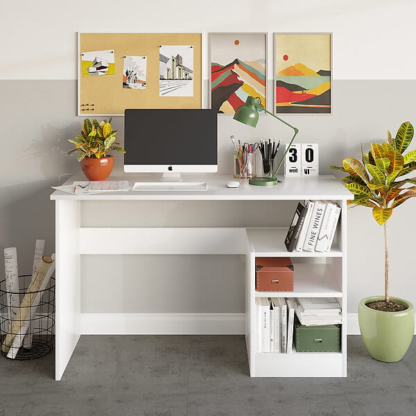 HABITAT ET JARDIN - Bureau en bois "Bahar" - 120 x 50 x 74 cm - Blanc - large