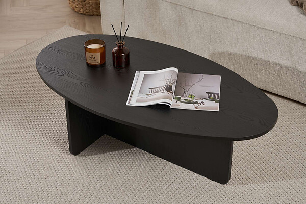 HABITAT ET JARDIN - Table basse en bois "Orba" - 120 x 65 x 40 cm - Bois Noir - large