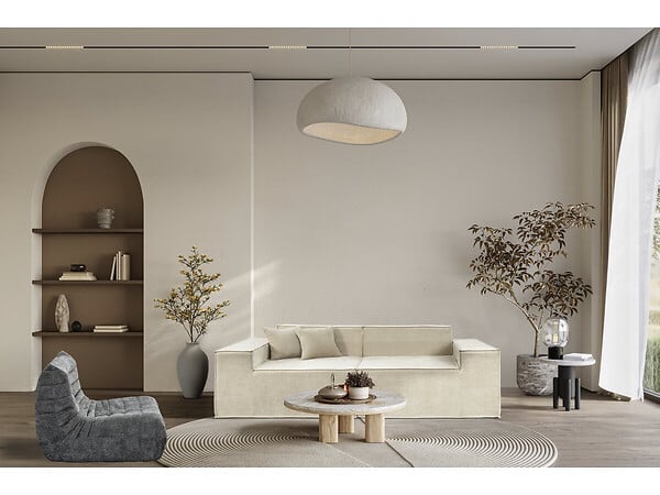 HABITAT ET JARDIN - Canapé droit modulable en tissu texturé "Lusso" - 3 places - Beige - large