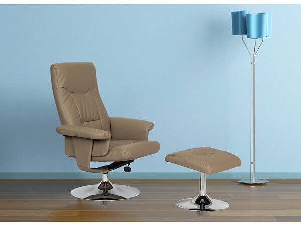 HABITAT ET JARDIN - Fauteuil relax + repose-pieds "Louis" - 1 place - Beige - large