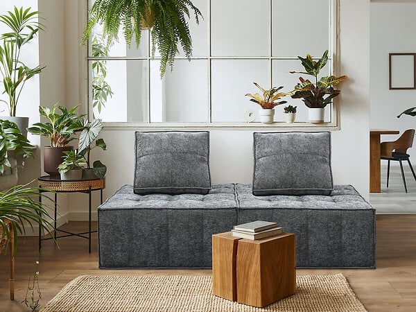 HABITAT ET JARDIN - Chauffeuse en tissu texturé "Velluto" - 96 x 100 x 89 cm - Gris - large