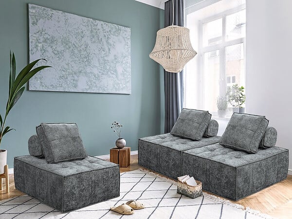 HABITAT ET JARDIN - Chauffeuse en tissu texturé "Velluto" - 96 x 100 x 89 cm - Gris - large