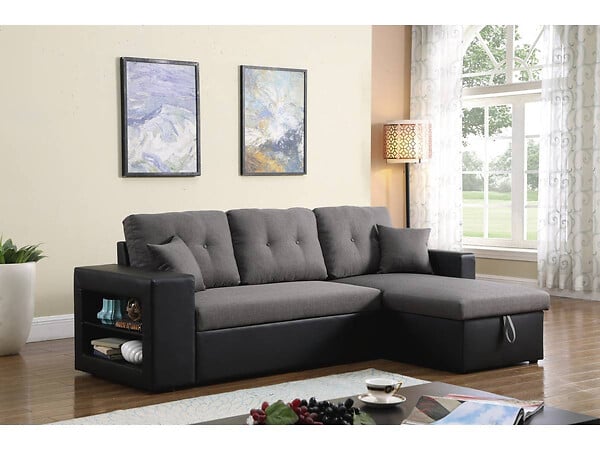 HABITAT ET JARDIN - Canapé d'angle convertible/réversible "Axel" - 3 places - Noir/Gris - large