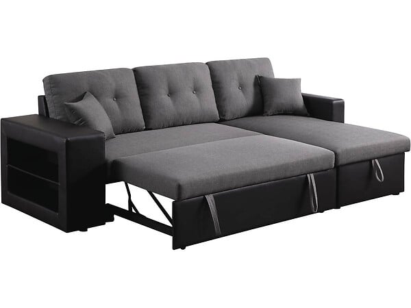 HABITAT ET JARDIN - Canapé d'angle convertible/réversible "Axel" - 3 places - Noir/Gris - large