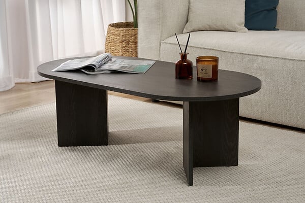HABITAT ET JARDIN - Table basse en bois "Sable" - 60 x 119 x 40 cm - Lumière Noire - large