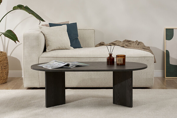 HABITAT ET JARDIN - Table basse en bois "Sable" - 60 x 119 x 40 cm - Lumière Noire - large