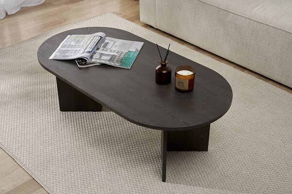 HABITAT ET JARDIN - Table basse en bois "Sable" - 60 x 119 x 40 cm - Lumière Noire - large