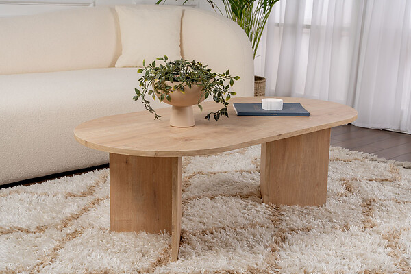 HABITAT ET JARDIN - Table basse en bois "Sable" - 60 x 119 x 40 cm - Chêne Saphir - large