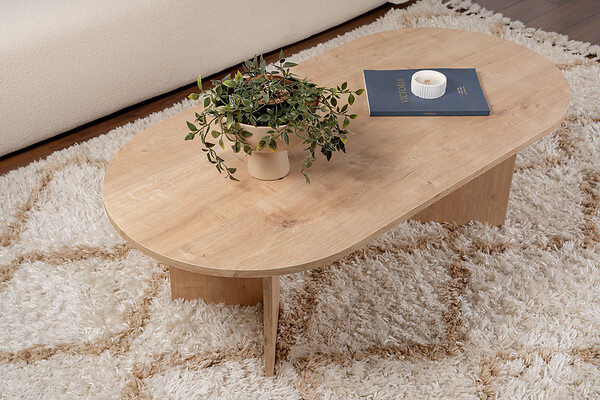 HABITAT ET JARDIN - Table basse en bois "Sable" - 60 x 119 x 40 cm - Chêne Saphir - large