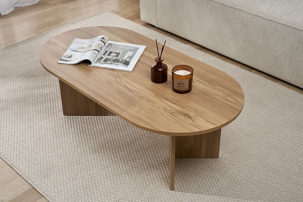 HABITAT ET JARDIN - Table basse en bois "Sable" - 60 x 119 x 40 cm - Chêne - large
