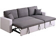 HABITAT ET JARDIN - Canapé d'angle convertible/ réversible avec coffre "Alain" - 221 x 145 x 85 cm - 3 places - Gris / Blanc - vignette