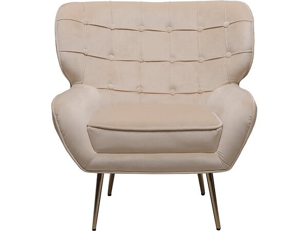 HABITAT ET JARDIN - Fauteuil en velours "Austin" - 79 x 71 x 79.5 cm - Beige - large