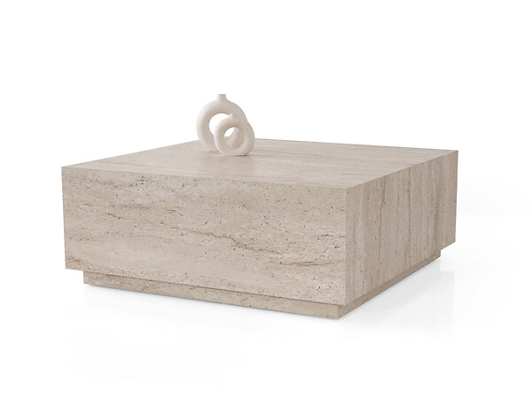 HABITAT ET JARDIN - Table basse en bois "Lizbon" - 90 x 90 x 35 cm - Travertin - large