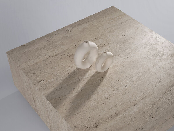 HABITAT ET JARDIN - Table basse en bois "Lizbon" - 90 x 90 x 35 cm - Travertin - large