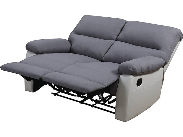 HABITAT ET JARDIN - Canapé relax "Lincoln" - 147 x 89 x 103 cm - 2 places - Blanc / gris clair - large