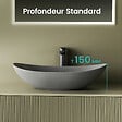 EMKE - EMKE Vasque à Poser en céramique 61,5×36×15,5cm, Lavabo salle de bain Ovale, Lavabo à poser gris foncé - vignette