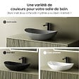 EMKE - EMKE Vasque à Poser en céramique 61,5×36×15,5cm, Lavabo salle de bain Ovale, Lavabo à poser gris foncé - vignette