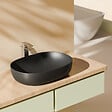 EMKE - EMKE Vasque à Poser Rectangulaire Arrondie 600 x 415 x 135 mm, Lavabo en Céramique de Salle de Bain, Noir Mat - vignette