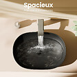 EMKE - EMKE Vasque à Poser Rectangulaire Arrondie 600 x 415 x 135 mm, Lavabo en Céramique de Salle de Bain, Noir Mat - vignette
