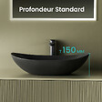 EMKE - EMKE Vasque à Poser en céramique 61,5×36×15,5cm, Lavabo salle de bain Ovale, Lavabo à poser noir mat - vignette