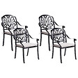 BELIANI - Lot de 4 chaises de jardin avec coussins ANCONA Métal Noir - vignette