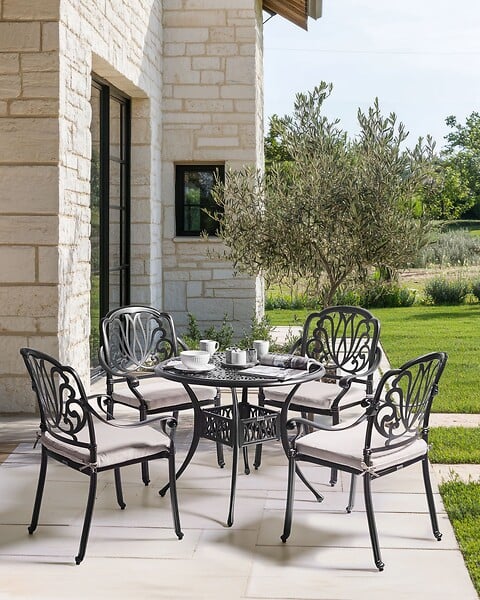 BELIANI - Lot de 4 chaises de jardin avec coussins ANCONA Métal Noir - large