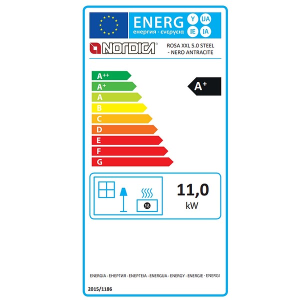 NORDICA - Cuisinière à Bois 11kw Noir Anthracite - ROSAXXL.16ACIERNOIRANTHRA - large