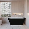 AICA SANITAIRE - Baignoire îlot Ovale Moderne Acrylique pour Salle de Bain 160x73x60cm Brillant Noire - vignette