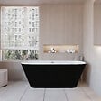 AICA SANITAIRE - Baignoire îlot Ovale Moderne Acrylique pour Salle de Bain 170x78x60cm Brillant Noire - vignette
